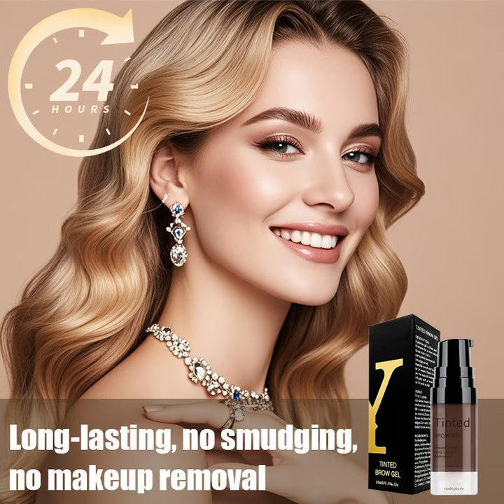 "Vattenfast ögonbrynsgel i elegant förpackning, långvarig form och semi-permanent färg, finns i flera nyanser."