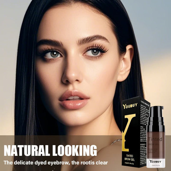 "Vattenfast ögonbrynsgel i elegant förpackning, långvarig form och semi-permanent färg, finns i flera nyanser."