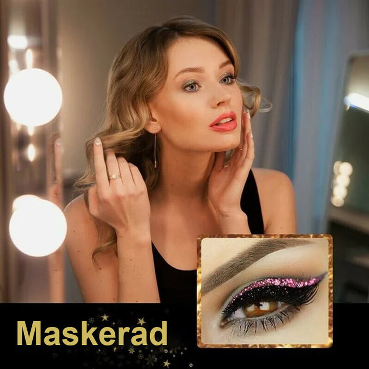 "Vattentät återanvändbar eyeliner och fransdekal för kvinnor i olika färger med enkel applicering och elegant design."