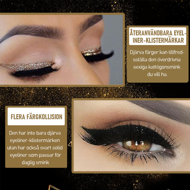 "Vattentät återanvändbar eyeliner och fransdekal för kvinnor i olika färger med enkel applicering och elegant design."