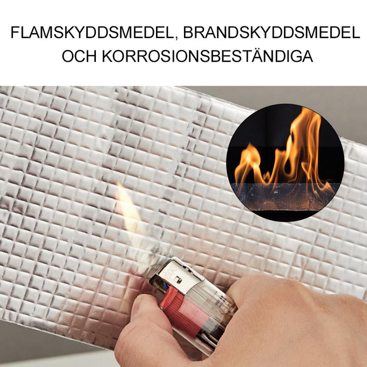 "Vattentät butyl aluminiumtejp; silverfärgad, hållbar, perfekt för bygg och förslutning, motståndskraftig mot väder."