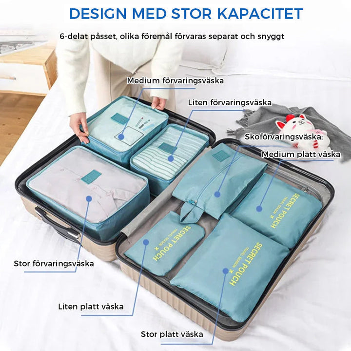 "Vattentät klädsorterande förvaringsväska för kvinnor i slitstark polyester, idealisk för organiserad och stilig resa."