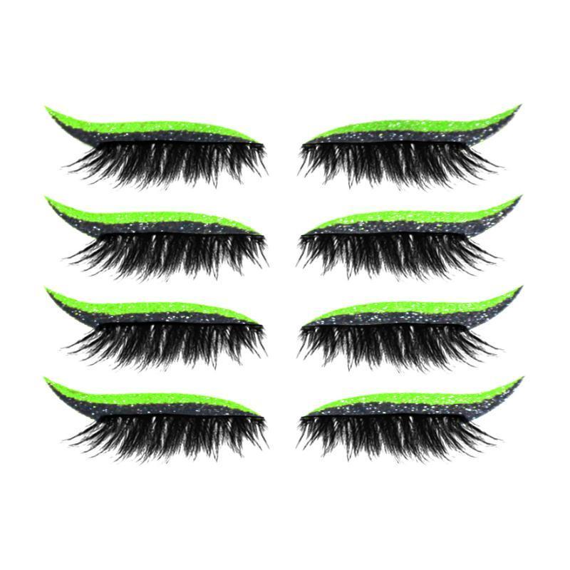 "Vattentäta, återanvändbara eyeliner- och ögonfransdekaler i olika färger, elegant design för kreativ makeup."