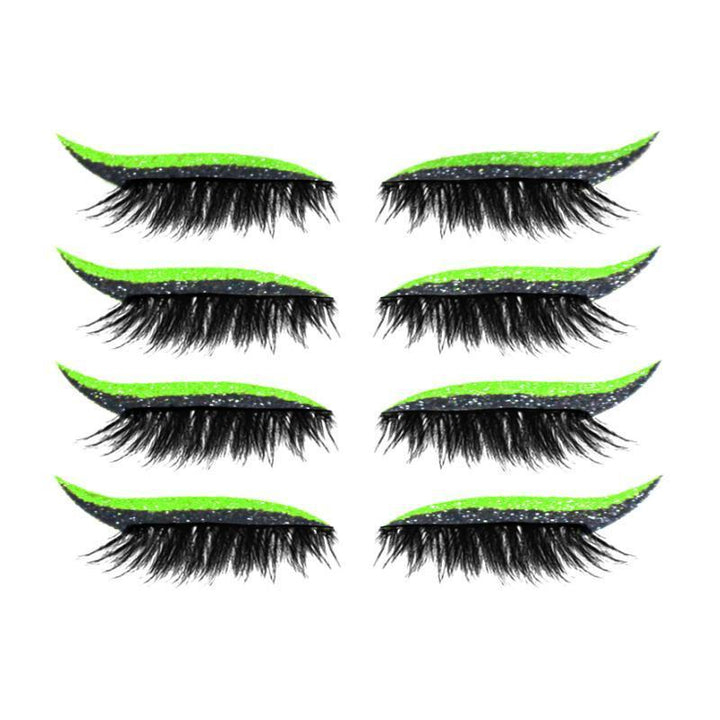 "Vattentäta, återanvändbara eyeliner- och ögonfransdekaler i olika färger, elegant design för kreativ makeup."