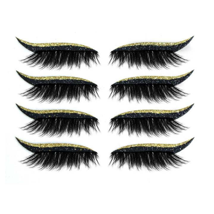 "Vattentäta, återanvändbara eyeliner- och ögonfransdekaler i olika färger, elegant design för kreativ makeup."