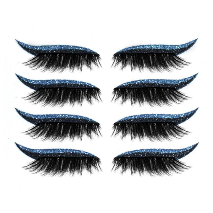 "Vattentäta, återanvändbara eyeliner- och ögonfransdekaler i olika färger, elegant design för kreativ makeup."