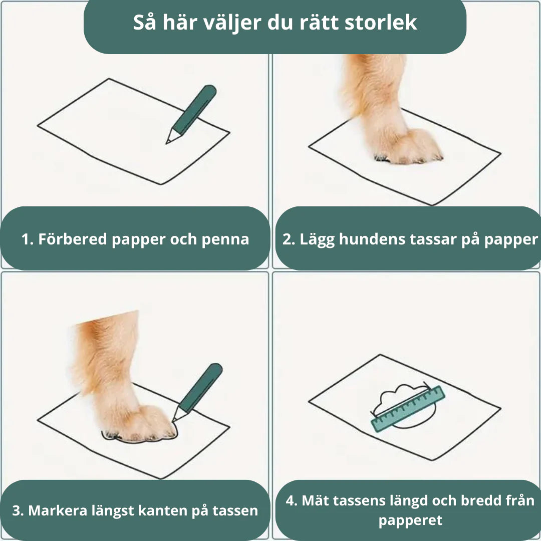 "Vattentäta hundskor med halkfri sula och reflekterande detaljer ger trygghet och stil för alla väderlekar."