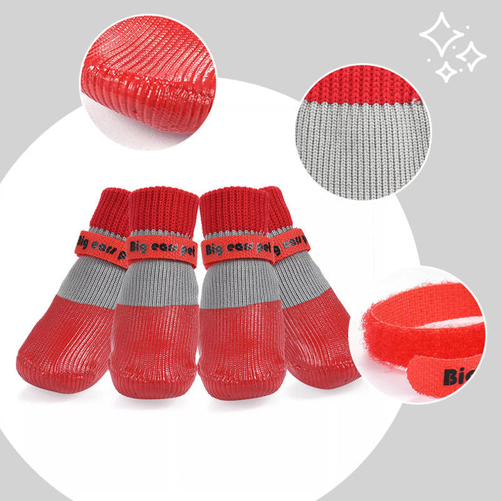 "Vattentäta hundskor med halkfri sula, slitstarkt material. Perfekta för säkra utomhusäventyr i alla väder."