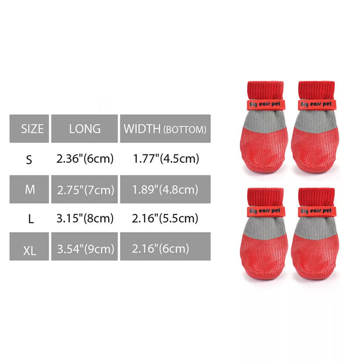 "Vattentäta hundskor med halkfri sula, slitstarkt material. Perfekta för säkra utomhusäventyr i alla väder."