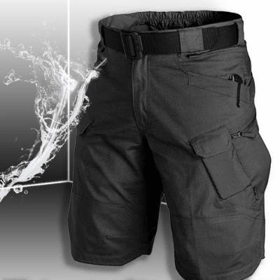 "Vattentäta taktiska shorts för män, mångsidiga färger, elastiskt band och flera fickor för äventyr utomhus."