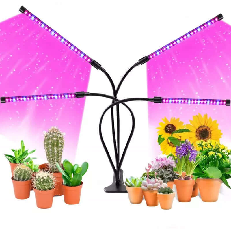 Växtlampa med 4 Flexibla LED - lysrör – Förbättra Växttillväxt och Hälsa Inomhus - Glowseva