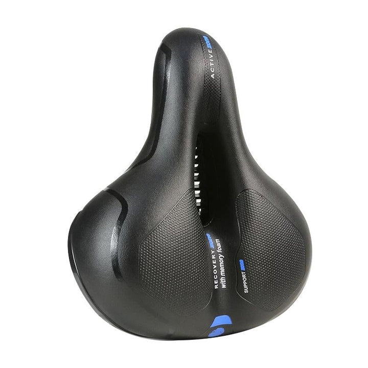 "Ventilerande cykelsadel svart, för herr och dam, stötdämpande med ergonomisk design och memory foam-fyllning."