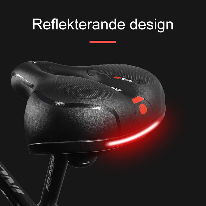 "Ventilerande cykelsadel svart, för herr och dam, stötdämpande med ergonomisk design och memory foam-fyllning."