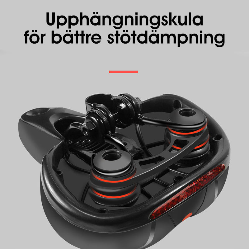 "Ventilerande cykelsadel svart, för herr och dam, stötdämpande med ergonomisk design och memory foam-fyllning."