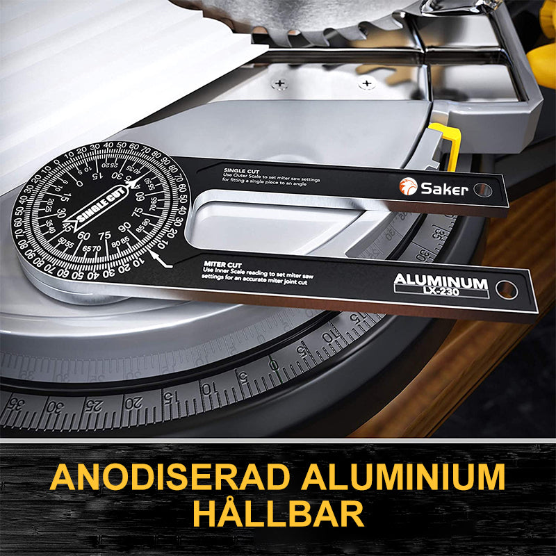 "Vinkelmätare i aluminium och plast, robust design för exakta mätningar, idealisk för snickeri och VVS-projekt."