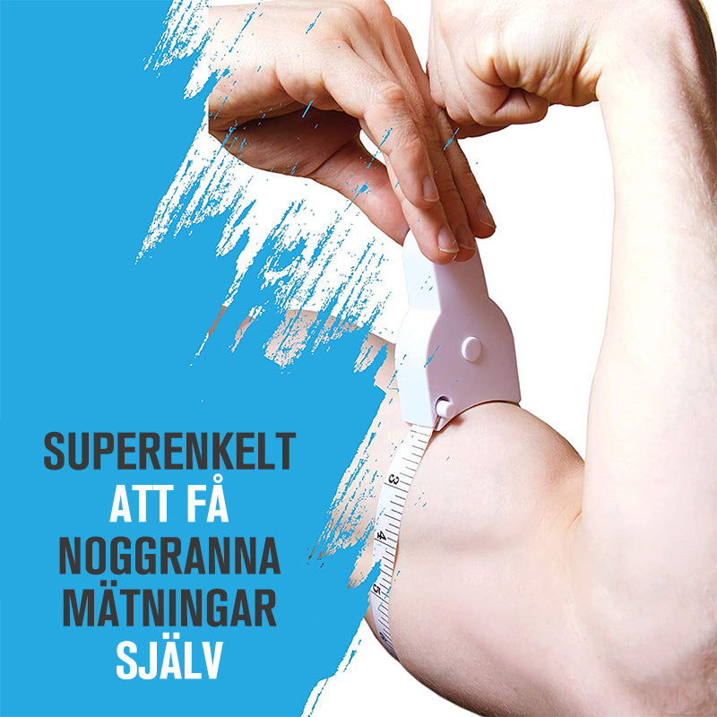 "Vit automatiskt rullband för kropps- och omkretsmätning, ergonomisk design för exakt midja och kroppsdelmätning."