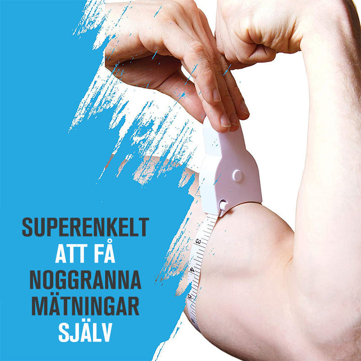 "Vit automatiskt rullband för kropps- och omkretsmätning, ergonomisk design för exakt midja och kroppsdelmätning."