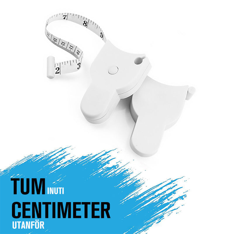 "Vit automatiskt rullband för kropps- och omkretsmätning, ergonomisk design för exakt midja och kroppsdelmätning."