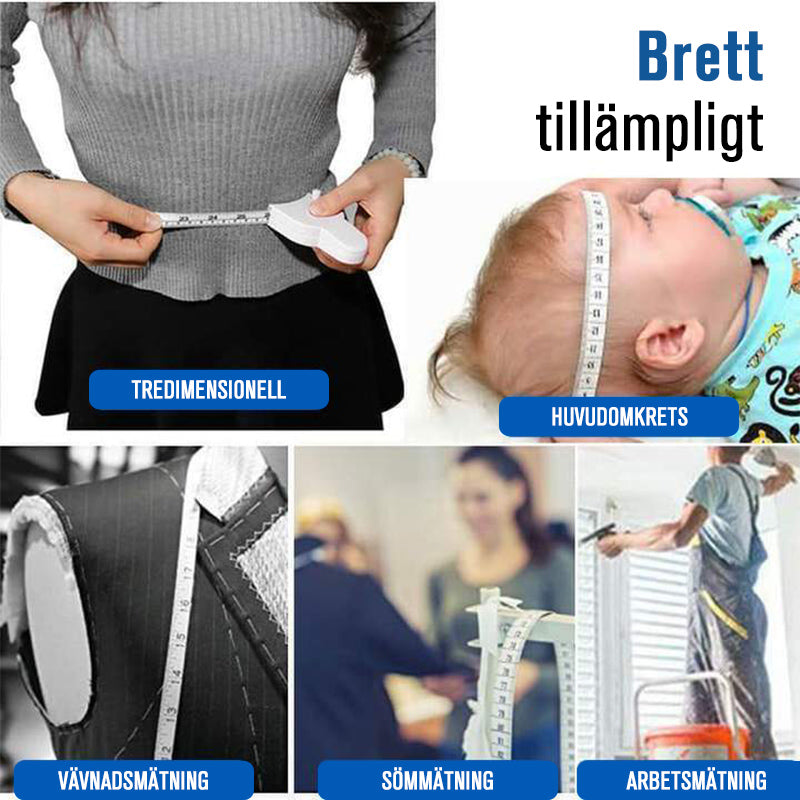 "Vit automatiskt rullband för kropps- och omkretsmätning, ergonomisk design för exakt midja och kroppsdelmätning."