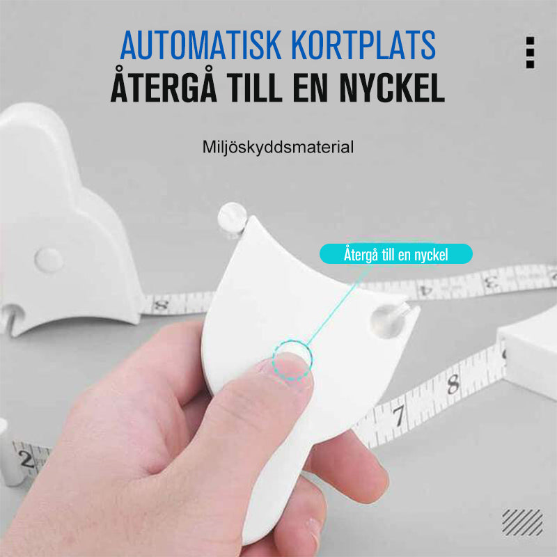 "Vit automatiskt rullband för kropps- och omkretsmätning, ergonomisk design för exakt midja och kroppsdelmätning."