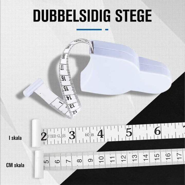 "Vit automatiskt rullband för kropps- och omkretsmätning, ergonomisk design för exakt midja och kroppsdelmätning."