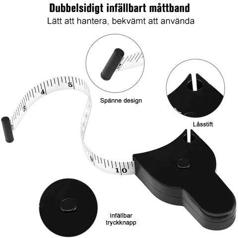 "Vit automatiskt rullband för kropps- och omkretsmätning, ergonomisk design för exakt midja och kroppsdelmätning."