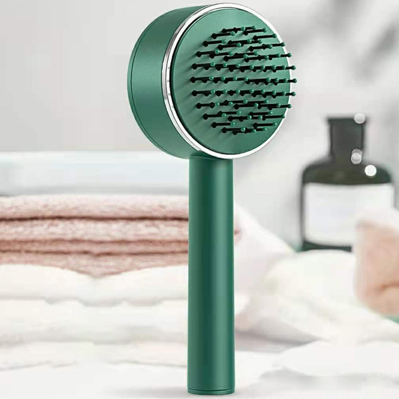 "Vit ergonomisk 3D luftkuddeborste med halkfritt handtag för skonsam hårvård och hårbottenmassage."