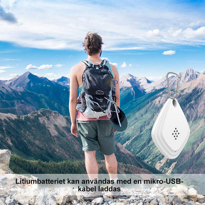 "Vit och svart ultraljud fästingskydd för husdjur, kemikaliefri, säker, vattentät och allergivänlig design."