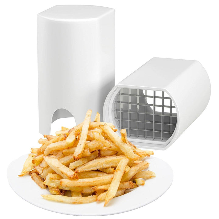 "Vit potatisflis maskin i ABS för köket, säker design, skapar enkelt pommes frites och potatisvåfflor."