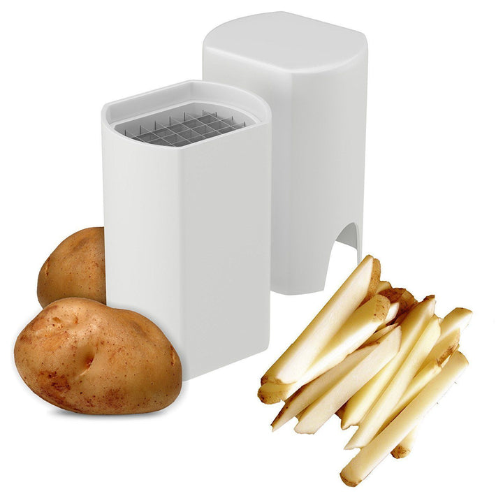 "Vit potatisflis maskin i ABS för köket, säker design, skapar enkelt pommes frites och potatisvåfflor."