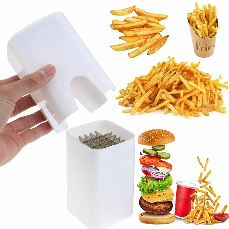 "Vit potatisrivare i ABS-material för enkel och snabb matberedning. Perfekt för att göra pommes frites och potatisvåfflor."