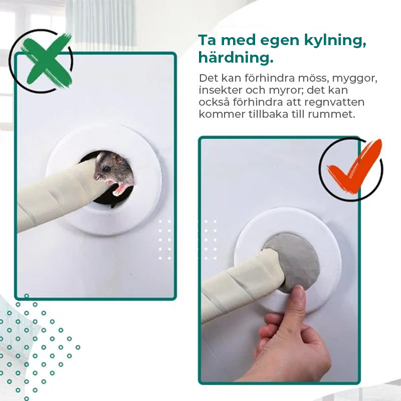 "Vit vattentät tätningsmastik för hemreparation, idealisk för att fylla hål och sprickor på olika ytor som tak och väggar."