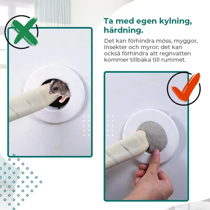 "Vit vattentät tätningsmastik för hemreparation, idealisk för att fylla hål och sprickor på olika ytor som tak och väggar."