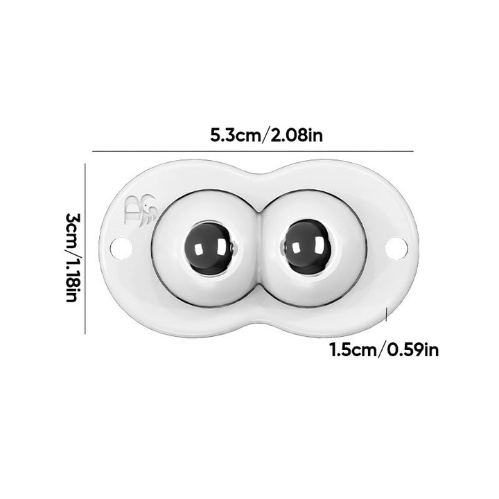 "Vita och svarta självhäftande mini 360° gummihjul; idealiska för enkel förflyttning av möbler och lådor i hemmet."