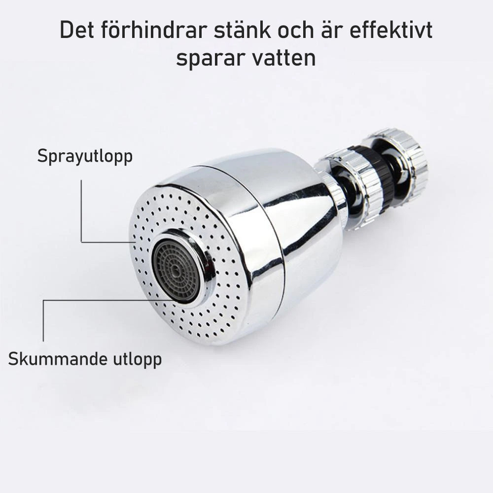"Vridbar vattenbesparande kranmunstycke, 360°, silver, kök/badrum, justerbar vattenflöde för enkel rengöring"